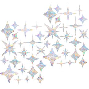 42 قطعة من ملصقات النوافذ على شكل نجمة، شارات حماية الطيور المضادة للتصادمات، غير لاصقة، ملصقات نافذة قوس قزح لمنع اصطدام الطيور in Kuwait