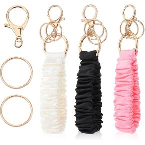 Larrel 3 قطع سلسلة مفاتيح Scrunchie، سلسلة مفاتيح قابلة للإزالة للنساء، حبل Scrunchie متعدد الوظائف للمفاتيح مع مشبك جراد البحر للسفر في صالة الألعاب الرياضية (أسود، وردي، مشمش) in Saudi Arabia
