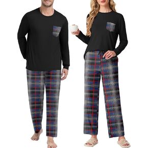 PrinStory Men's Pajama Sets Loungewear Sleepwear Pjs Lightweight Long Sleeve Shirts and Bottoms Soft Comfy Sleep Sets S-4XL in Kuwait