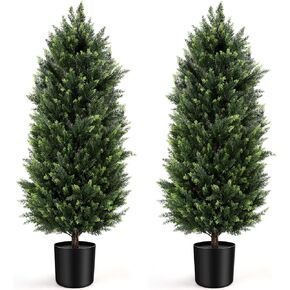 4FT Artificial Cedar Topiary Trees 2 Pack,UV Resistant Cypress Plants,Artificial Topiary for Outdoors,Potted Fake Bushes,Faux Shrubs for Outdoor Indoor Home Porch Decor Office in Saudi Arabia