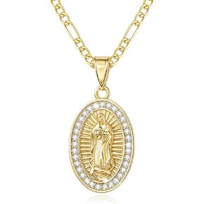 TERDENVOEN Catholic Gift Virgin Mary Necklace for Women, 14K gold plated Guadalupe Pendant Necklace Mother Mary, Cubic Zirconia Virgen de Guadalupe Charm Lady of Guadalupe Womens Jewelry Gift in Saudi Arabia
