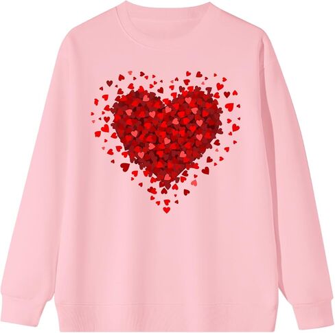 سترة KamdFoen Valentine للنساء ذات رسومات لطيفة وأكمام طويلة مع فتحة رقبة مستديرة وملابس للأزواج in Saudi Arabia