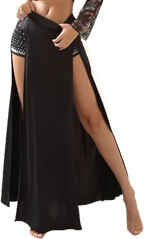 ROYAL SMEELA Elegant Flowing Long Skirt for Maxi Belly Dance Latin Salsa - Ultimate Elasticity High Slit & Graceful Design in Saudi Arabia
