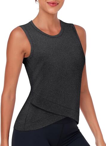 LURANEE Women's Workout Athletic Tank Tops Quick Dry Sun Protection Yoga Gym Crop Sleeveless Shirts in Kuwait