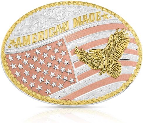 Montana Silversmiths Men's Big Bold Stripes American Made Classic Buckle Silver One Size in Saudi Arabia