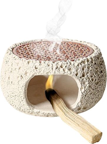 Palo Santo Holder, Handmade Cement Burner for Palo Santo/Sage/Incense Cone, Smudge Bowl, Zen Decor for Yoga Meditation Room (Black) in Saudi Arabia