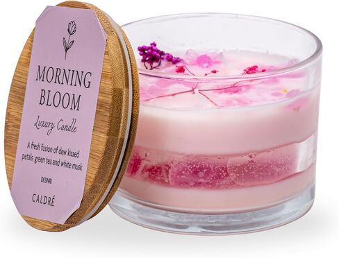 Morning Bloom Luxury Candle Hand-Poured Soy & Jelly Wax Scented Candle with Rose Tea and White Musk Notes 250g in Saudi Arabia