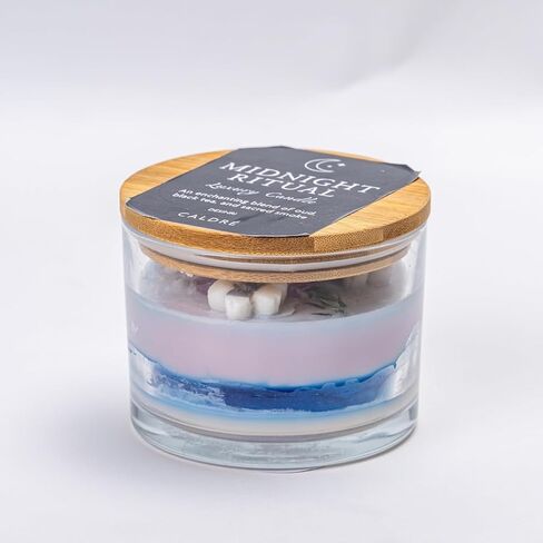 Midnight Ritual Luxury Candle with Oud Black Tea and Sacred Smoke Handcrafted Floral Wax Art Blue and White 250g in Saudi Arabia