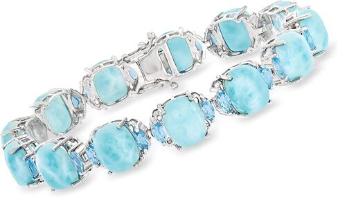 Ross-Simons Larimar and 3.80 ct. t.w. Swiss Blue Topaz Bracelet in Sterling Silver in Saudi Arabia