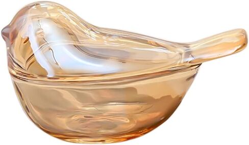 Funny live Bird Shaped Glass Jewelry Box Organizer, Transparent Glass Art Home Decor Novel Jewelry Storage Decoration Ring Earring Holder for Women Girls (Amber) in Saudi Arabia