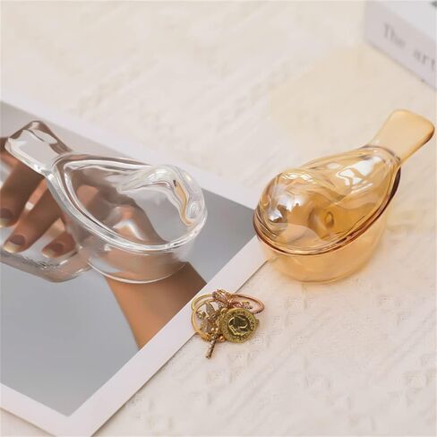 Funny live Bird Shaped Glass Jewelry Box Organizer, Transparent Glass Art Home Decor Novel Jewelry Storage Decoration Ring Earring Holder for Women Girls (Amber) in Saudi Arabia