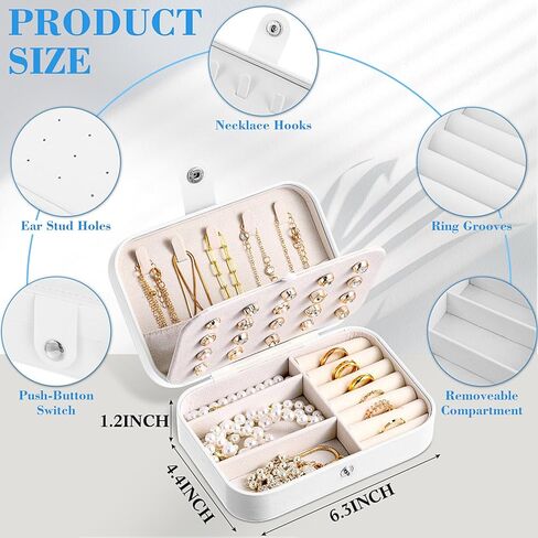 DoubleFill Mrs Travel Jewelry Box for Bride Travel Portable Jewelry Case Small PU Leather Organizer Storage Accessories Something Blue White for Wedding Bridal Shower Gift Engagement Present(White) in Saudi Arabia