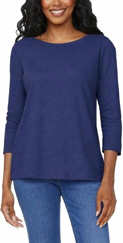 Kirkland Signature Women's 3/4 Sleeve Boatneck Slub Tee in Saudi Arabia