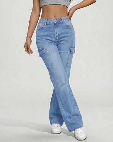 KKSONG Womens High Waisted Flare Jeans Stretchy Bell Bottom Denim Pants Y2K Streetwear Trousers in Saudi Arabia