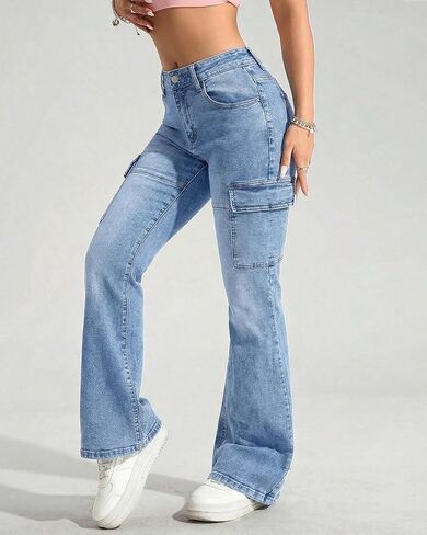KKSONG Womens High Waisted Flare Jeans Stretchy Bell Bottom Denim Pants Y2K Streetwear Trousers in Saudi Arabia