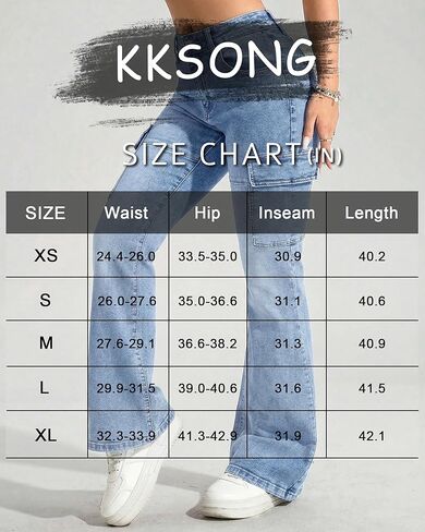 KKSONG Womens High Waisted Flare Jeans Stretchy Bell Bottom Denim Pants Y2K Streetwear Trousers in Saudi Arabia