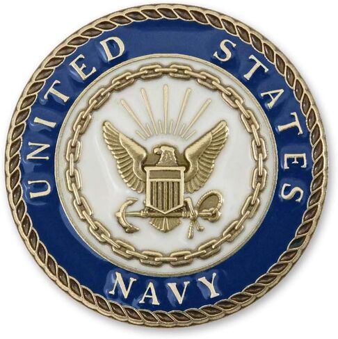Indiana Metal Craft US NAVY CREST 0.75 inches Die Struck Solid Brass Minted Lapel Pin with Enamel Made in USA in Saudi Arabia