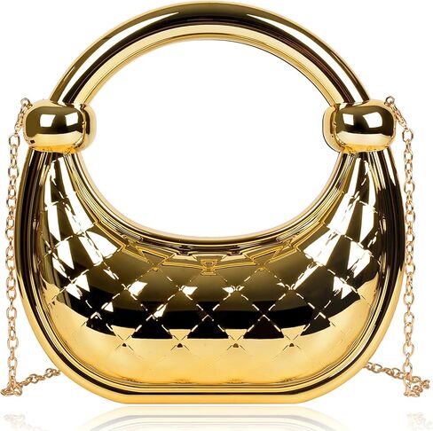 QZUnique Gold Silver Purse Clutch for Women - Acrylic Evening Bag with Detachable Chain, Formal Wedding Party Dressy Handbag in Saudi Arabia