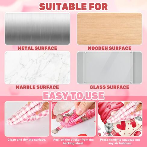 JarThenaAMCS 9 Sheets Valentine's Day Wall Stickers Watercolor Gnome PVC Plastic Decorative Decals Red Pink Love Heart Window Decor for Home Classroom Party Supplies, 7.8 x 11.8 Inch in Saudi Arabia