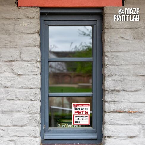 Please Save Our Pets – 5×4 Inch Pet Alert Window Sticker Pack of 4 | “in Case of Emergency" Rescue Decal with Write-in Boxes (Dogs/Cats) & Emergency Contacts | Peel & Stick Waterproof Vinyl for Door in Saudi Arabia