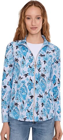Lilly Pulitzer, Women's, Leona Upf 50+ Zip-Up, Resort White Seashell Splendor Seashell Splendor, Large in Saudi Arabia