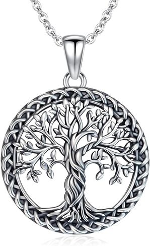 Cuoka Tree of Life Necklace 925 Sterling Silver, Retro Gothic Family Tree of Life Pendants Jewelry for Women Wife Mother Girlfriend in Kuwait