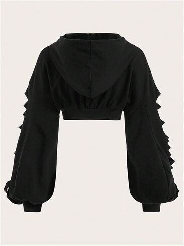 Floerns Women's Plus Size Cut Out Hooded Sweatshirt Zip Up Long Sleeve Cropped Hoodies Fall Outfit in Saudi Arabia