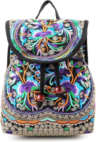 Goodhan Floral Embroidered Backpack Purse for Women Small Travel Handbag Shoulder Bag in Saudi Arabia
