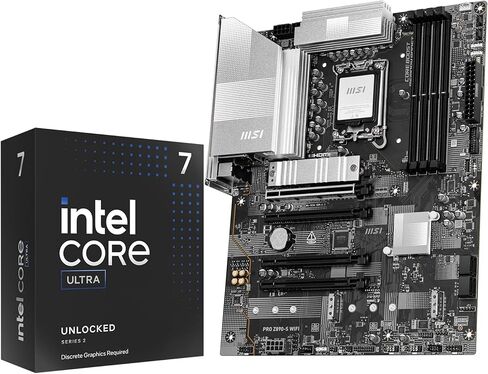 Micro Center CPU Motherboard Combo - Intel Ultra 7 265KF 20-Cores Unlocked Desktop Processor with PRO Z890-P WiFi ProSeries LGA 1851 ATX Motherboard in Kuwait