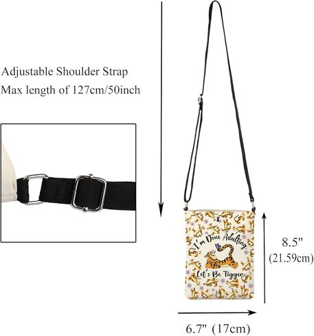 CMNIM Cartoon Tigger Crossbody Bag Cartoon Movie Fan Gift Tigger Lover Gift I'm Done Adulting Let's Be Tigger Crossbody Purse in Saudi Arabia