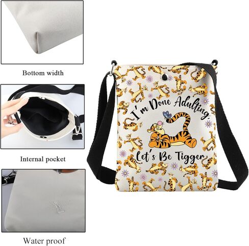 CMNIM Cartoon Tigger Crossbody Bag Cartoon Movie Fan Gift Tigger Lover Gift I'm Done Adulting Let's Be Tigger Crossbody Purse in Saudi Arabia