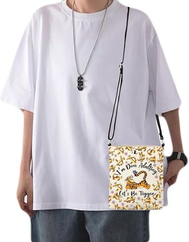 CMNIM Cartoon Tigger Crossbody Bag Cartoon Movie Fan Gift Tigger Lover Gift I'm Done Adulting Let's Be Tigger Crossbody Purse in Saudi Arabia