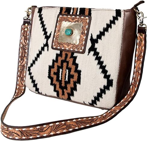American Darling Large Crossbody Hand Tooled Saddle Blanket Genuine Leather Western Women Bag Handbag Purse | Cute in Saudi Arabia