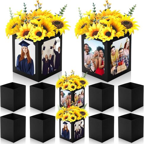 Spiareal 6 Pcs Graduation Table Centerpieces Box 6/7 Inch Picture Centerpieces for Table Photo Props Box Frame Congrats Grad Decorations for Graduation Wedding(Black) in Saudi Arabia