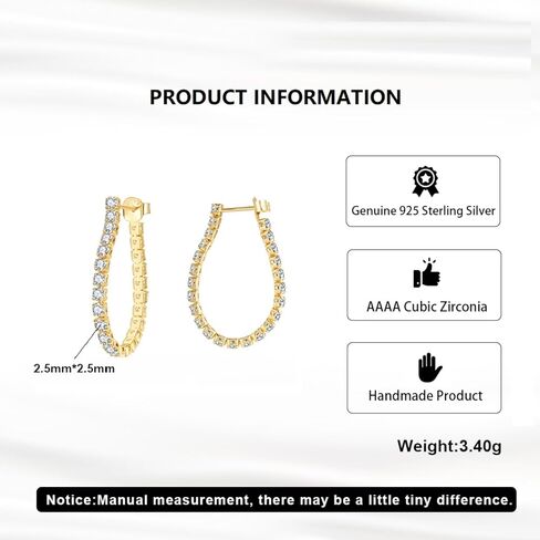 Bellitia Jewelry 925 Sterling Silver Round Chain Earrings Cubic Zirconia Drop Earrings Platinum/14K Gold Plated Pave Geometric Hypoallergenic Dangle Earrings for Women Girls in Saudi Arabia