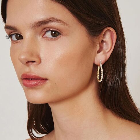 Bellitia Jewelry 925 Sterling Silver Round Chain Earrings Cubic Zirconia Drop Earrings Platinum/14K Gold Plated Pave Geometric Hypoallergenic Dangle Earrings for Women Girls in Saudi Arabia