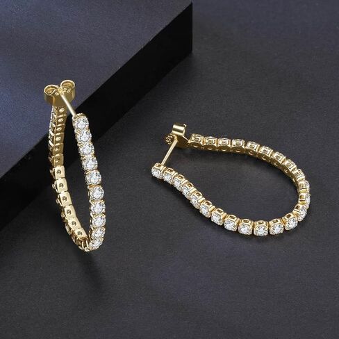 Bellitia Jewelry 925 Sterling Silver Round Chain Earrings Cubic Zirconia Drop Earrings Platinum/14K Gold Plated Pave Geometric Hypoallergenic Dangle Earrings for Women Girls in Saudi Arabia