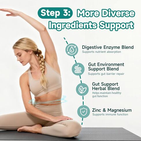 مكمل كبسولة صحة القناة الهضمية Trawecual، يدعم الميكروبيوم، والأمعاء المتسربة، والهضم، مع 80 مليار وحدة تشكيل مستعمرة من البروبيوتيك، والبريبايوتكس، والإنزيمات الهاضمة، ومكمل غذائي لصحة الأمعاء 30 في 1، 100 كبسولة in Kuwait