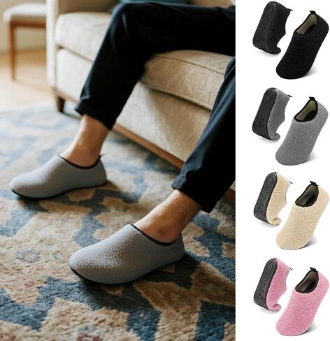 Slipper for Women Men Slipper Socks House Shoes Rubber Sole Slip On Soft-Lightweight Non Slip Indoor/Outdoor in Saudi Arabia
