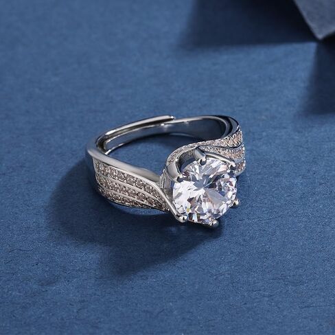 Adjustable Exquisite Zirconia Engagement Ring, Romantic Gift Zirconia Decor Ring in Saudi Arabia