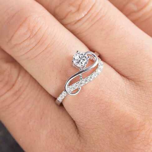 1pc Line-shaped Round Zirconia Rings for Women with Design Sense Jewelry for Engagement Wedding and Proposal Light Luxury Exquisite Jewelry for Women in Saudi Arabia