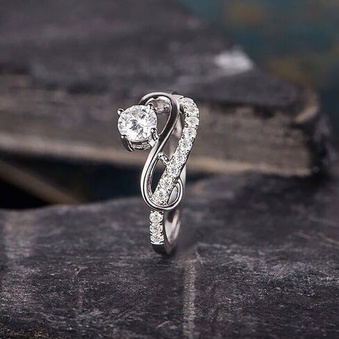 1pc Line-shaped Round Zirconia Rings for Women with Design Sense Jewelry for Engagement Wedding and Proposal Light Luxury Exquisite Jewelry for Women in Saudi Arabia