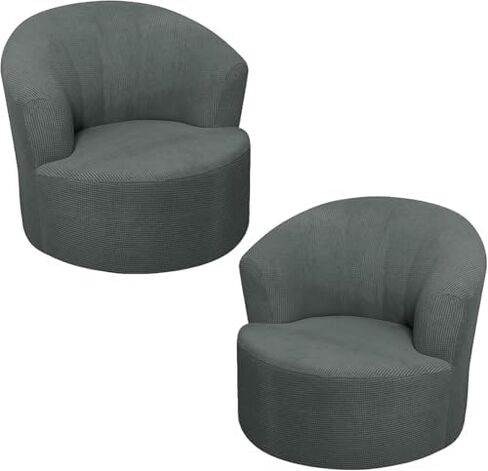jojomis Swivel Barrel Chair Slipcover, Stretch Swivel Accent Chair Slipcover Round Club Armch Air Cover Modern Single Sofa Cover Soft Washable Furniture Protector for Living Room (Ivory White,2 Pcs) in Saudi Arabia