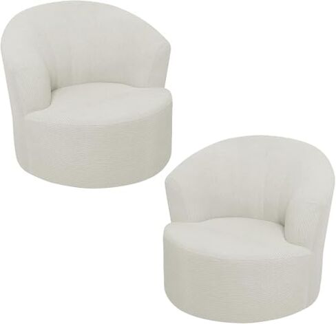 jojomis Swivel Barrel Chair Slipcover, Stretch Swivel Accent Chair Slipcover Round Club Armch Air Cover Modern Single Sofa Cover Soft Washable Furniture Protector for Living Room (Ivory White,2 Pcs) in Saudi Arabia