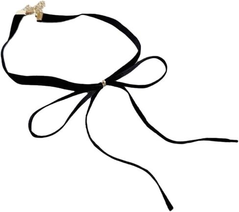 Bow Choker Necklace for Women Vintage Red Black Velvet Choker Gothic Long Ribbon Bow Collar Necklace Christmas Jewelry Gifts in Saudi Arabia