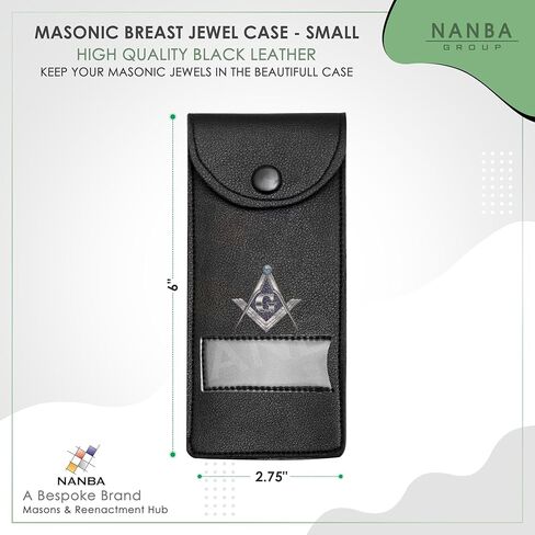 Masonic Regalia Pocket Jewel Holder Case Leather Carry Wallet with Soft Lining for Freemason Lodge Jewels, Pins & Badges - Square Compass G Gold & Blue Printed (Small) in Saudi Arabia