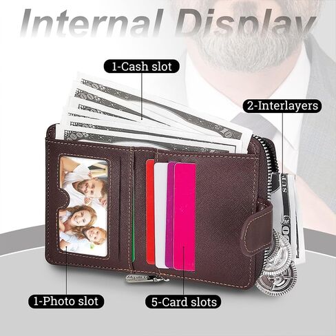 Men Wallet, Leather Card Wallet Large Capacity Short Wallet Multifunctional Card Case with ID Card Window Zip Button(Black) in Saudi Arabia