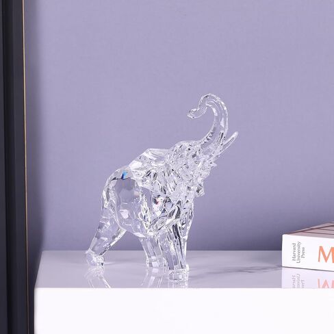 تماثيل فيل شفافة من الأكريليك، لمسة نهائية من الزجاج الكريستالي، تماثيل أفريقية راقية لديكور المنزل، فيل مع صندوق، نحت تمثال فيلة كبيرة، هدايا محظوظة لمكتب فنغ شوي الفيلة in Kuwait