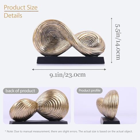 5.5‘’ Infinity Knot Sculpture - Abstract Decorative Object, Modern Infinity Loop Symbol for Home Decor, Knick Knacks for Shelves, Living Room Table, TV Stand, Geometric Coffee Table Statues(Gold) in Saudi Arabia