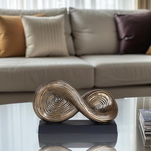 5.5‘’ Infinity Knot Sculpture - Abstract Decorative Object, Modern Infinity Loop Symbol for Home Decor, Knick Knacks for Shelves, Living Room Table, TV Stand, Geometric Coffee Table Statues(Gold) in Saudi Arabia
